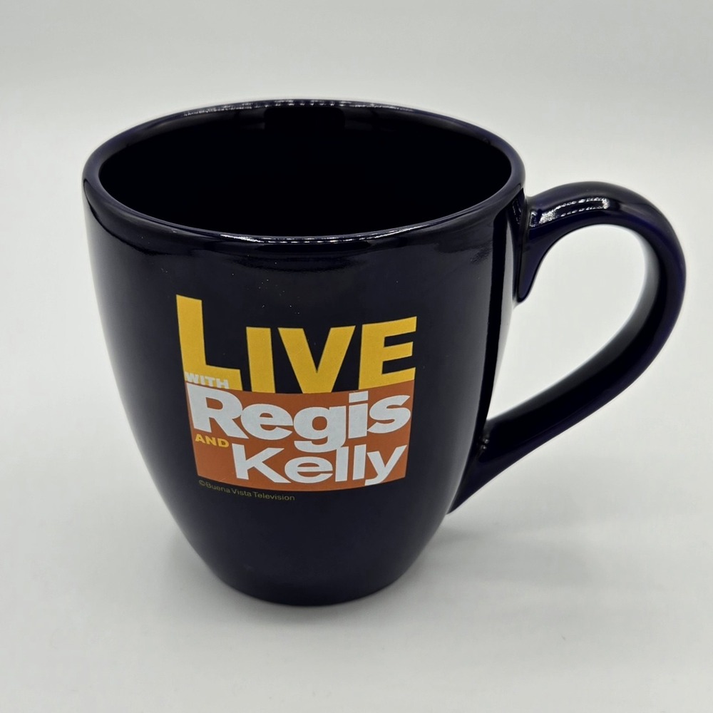 Live With Regis And Kelly TV Talk‎ Show Blue Coffee Mug Cup Ceramic Television